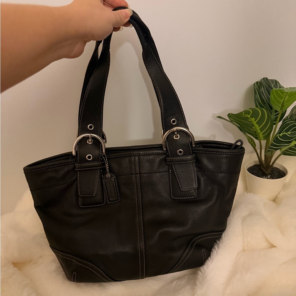 Coach Black Leather Tote Bag - Picture 4 of 15